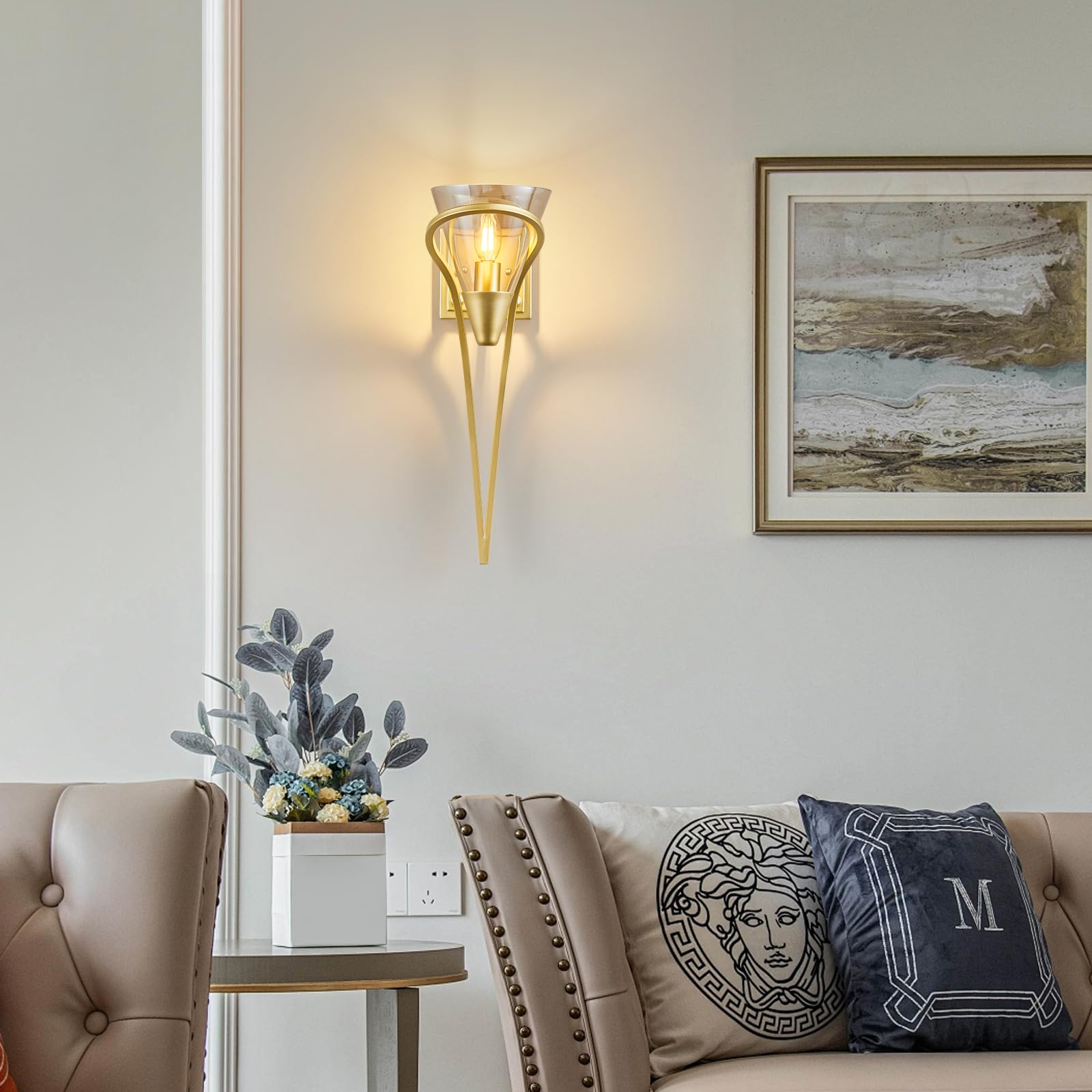 LBSQJ Modern Gold Wall Sconce E12 Torch Decorative Wall Lights